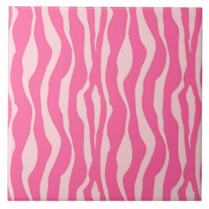 Zebra stripes - Fuchsia and light pink Ceramic Tile