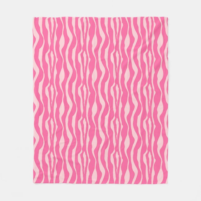 Zebra stripes - Fuchsia and light pink Fleece Blanket (Front)