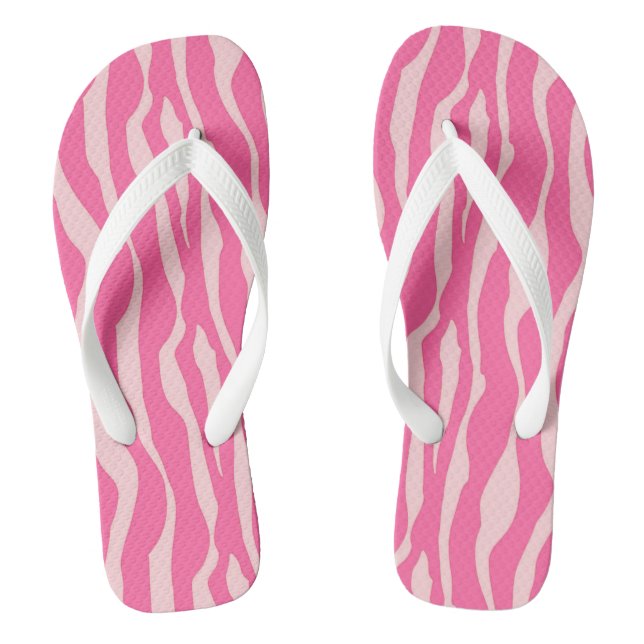 Zebra stripes - Fuchsia and light pink Thongs (Footbed)