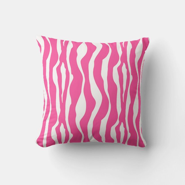 Zebra stripes - Fuchsia Pink and White Outdoor Cushion (Front)