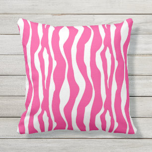 Zebra stripes - Fuchsia Pink and White Outdoor Cushion