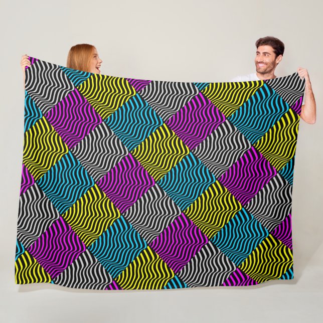 Zebra Stripes - Geometric Pattern Abstract Art 3D Fleece Blanket (In Situ)