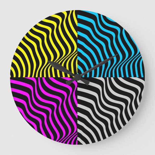 Zebra Stripes - Geometric Pattern Abstract Art 3D Large Clock (Front)