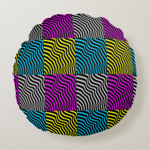 Zebra Stripes - Geometric Pattern Abstract Art 3D  Round Cushion