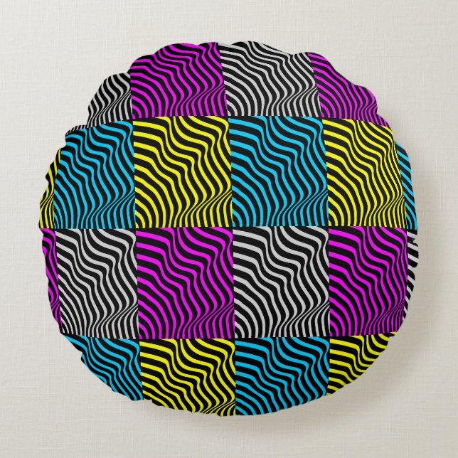 Zebra Stripes - Geometric Pattern Abstract Art 3D  Round Cushion (Front)