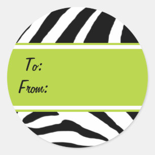 Zebra Stripes Green Gift Tag Sticker