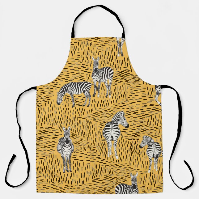 Zebra stripes: hand-drawn seamless background. apron (Front)