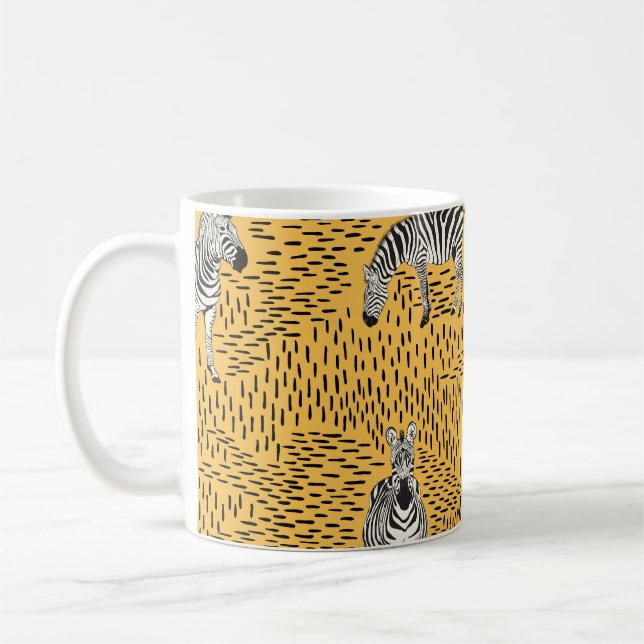 Zebra stripes: hand-drawn seamless background. coffee mug (Left)