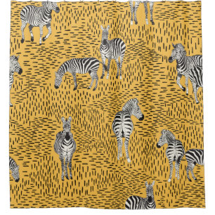 Zebra stripes: hand-drawn seamless background. shower curtain
