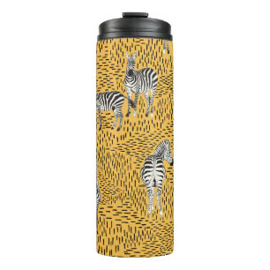 Zebra stripes: hand-drawn seamless background. thermal tumbler