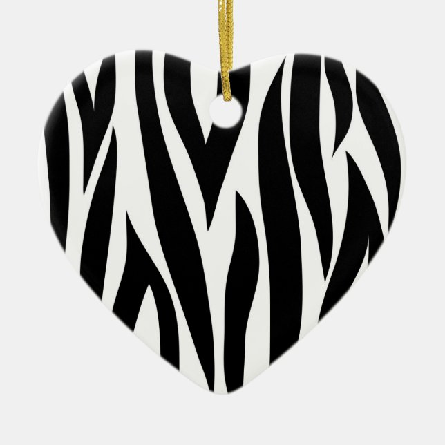 Zebra stripes - Heart Ornamnet Ceramic Tree Decoration (Front)