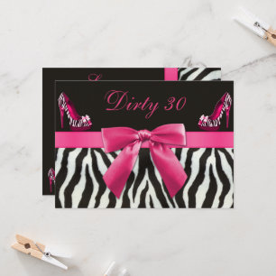 Zebra Stripes & High Heels Birthday Party 30th Invitation