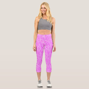 Zebra Stripes in a Powder Pink Safari Print Capri Leggings