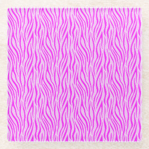 Zebra Stripes in a Powder Pink Safari Print Glass Coaster