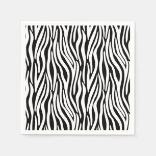 Zebra Stripes in Black and White Fur Effect Napkin