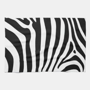 Zebra stripes in black and white pattern design tea towel