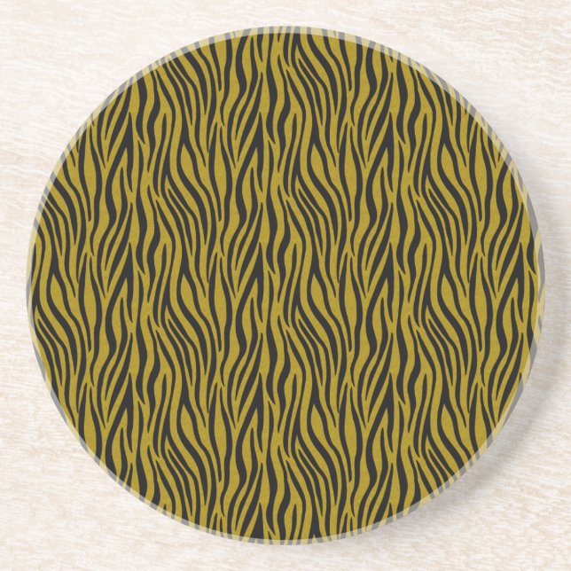 Zebra Stripes in Safari Black and Brown  Coaster (Front)