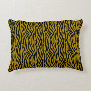 Zebra Stripes in Safari Black and Brown Decorative Cushion