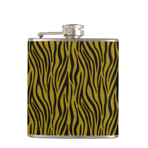 Zebra Stripes in Safari Black and Brown Hip Flask
