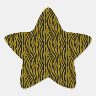 Zebra Stripes in Safari Black and Brown Star Sticker