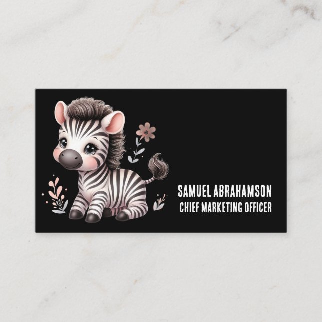 Zebra Stripes Kawaii Premier  Business Card (Front)