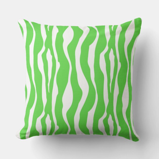 Zebra stripes - Lime Green and White Outdoor Cushion (Front)