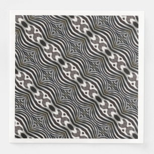 Zebra Stripes Mirror Pattern Black and White Napkin