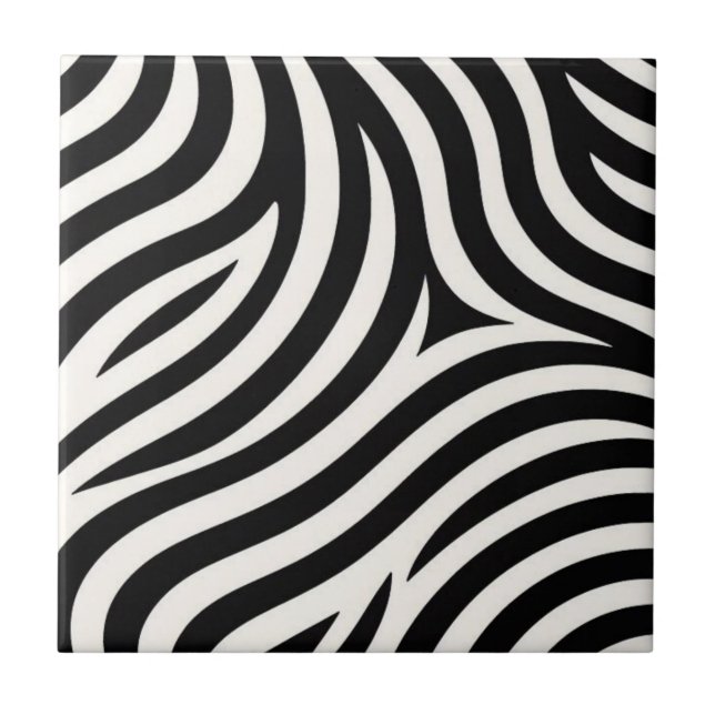 Zebra Stripes Modern Print  Ceramic Tile (Front)