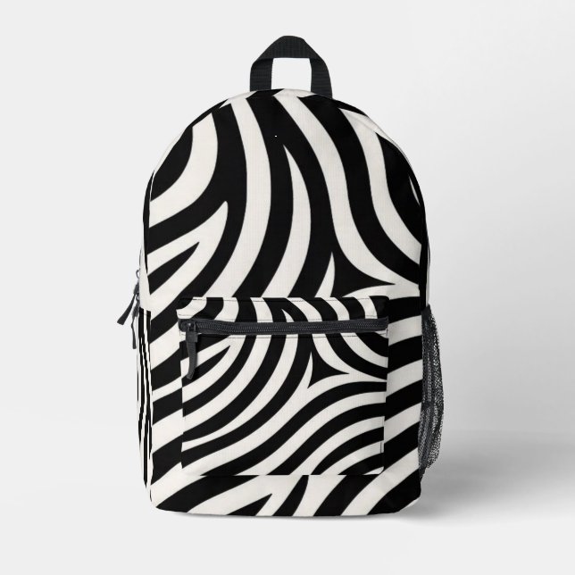 Zebra Stripes Modern Print  Printed Backpack (Front)