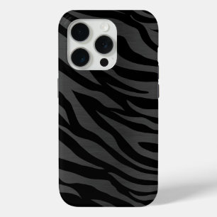Zebra Stripes on Dark Grey iPhone 15 Pro Case