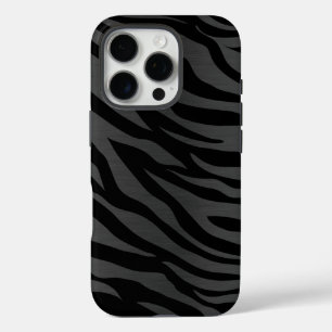 Zebra Stripes on Dark Grey iPhone 16 Pro Case