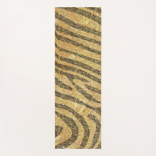 Zebra Stripes on Gold Marble Texture Yoga Mat