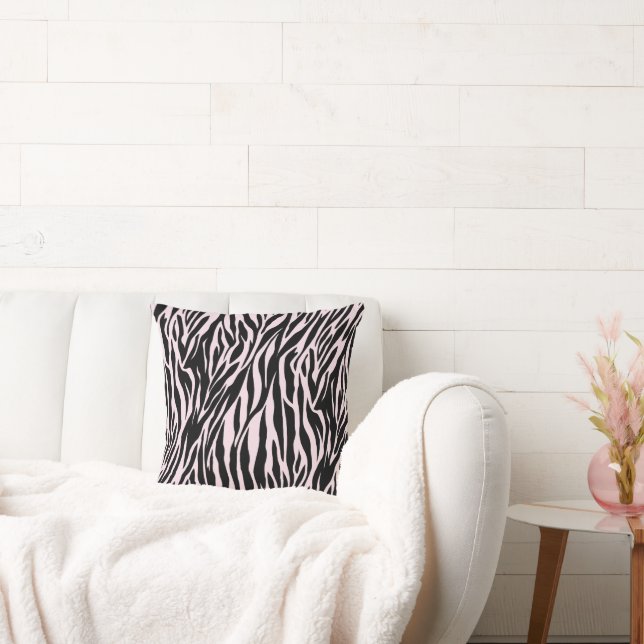 Zebra Stripes On Pastel Pink Cushion (Couch)