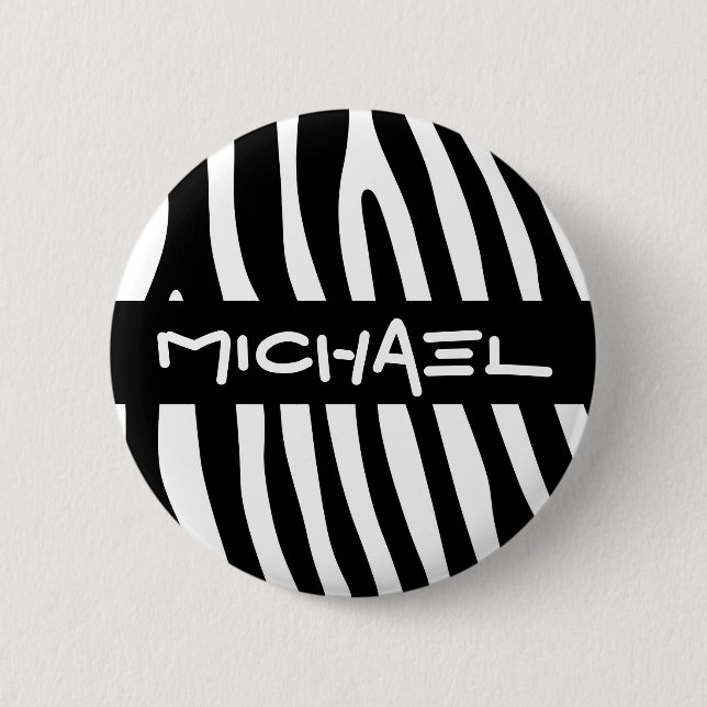 Zebra stripes pattern black & white + your ideas 6 cm round badge (Front)