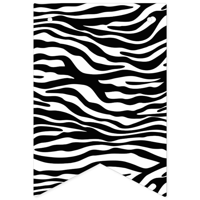 Zebra stripes pattern black & white + your ideas bunting  (First Flag)