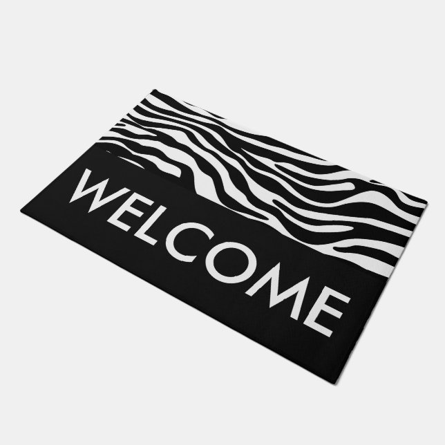 Zebra stripes pattern black & white + your ideas doormat (Angled)