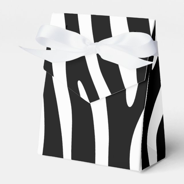 Zebra stripes pattern black & white + your ideas favour box (Front Side)