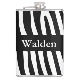 Zebra stripes pattern black & white + your ideas hip flask