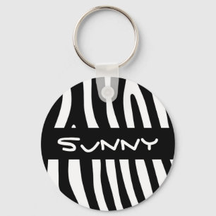 Zebra stripes pattern black & white + your ideas key ring