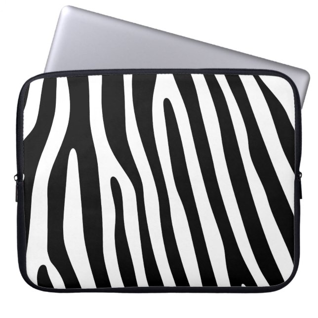 Zebra stripes pattern black & white + your ideas laptop sleeve (Front)