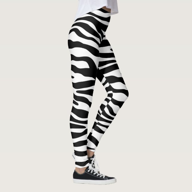 Zebra stripes pattern black & white + your ideas leggings (Right)