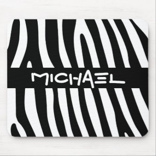 Zebra stripes pattern black & white + your ideas mouse pad