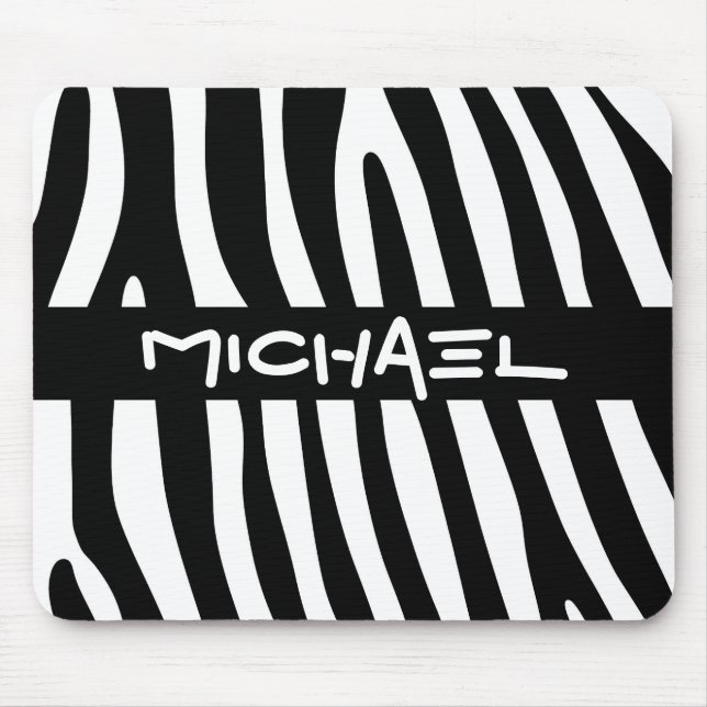 Zebra stripes pattern black & white + your ideas mouse pad (Front)
