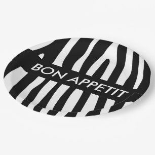 Zebra stripes pattern black & white + your ideas paper plate