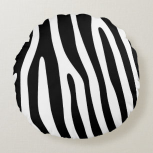 Zebra stripes pattern black & white + your ideas round cushion