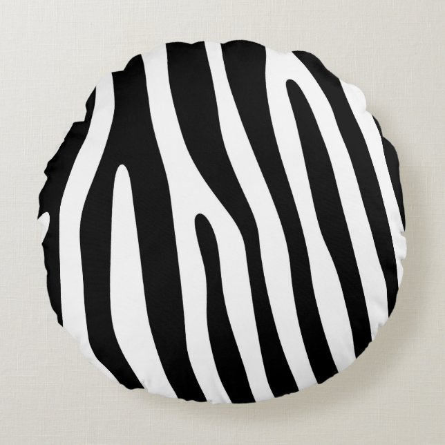 Zebra stripes pattern black & white + your ideas round cushion (Front)