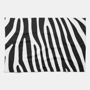 Zebra stripes pattern black & white + your ideas tea towel