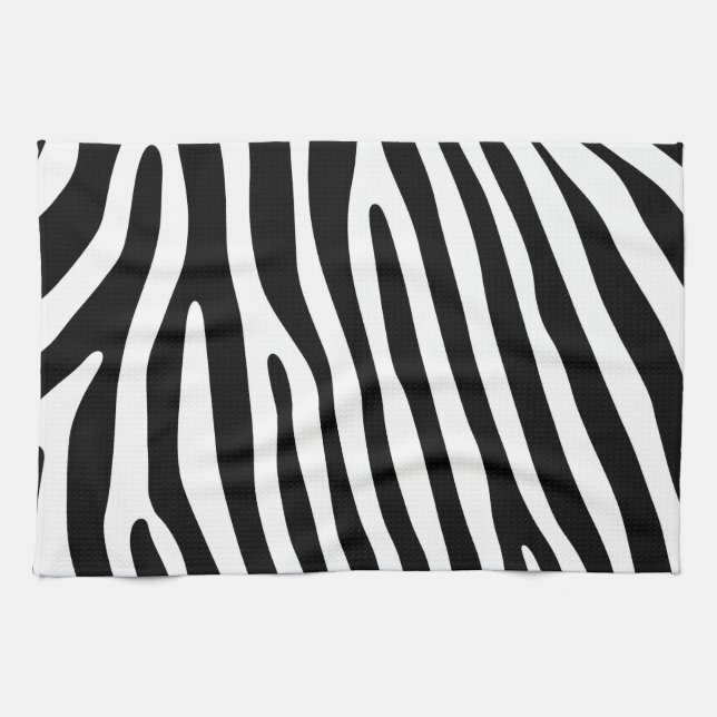 Zebra stripes pattern black & white + your ideas tea towel (Horizontal)