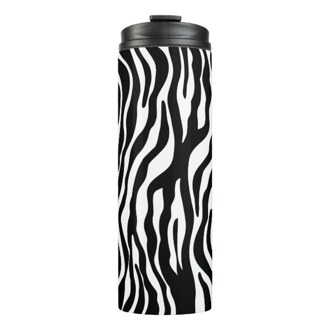 Zebra stripes pattern black & white + your ideas thermal tumbler (Front)