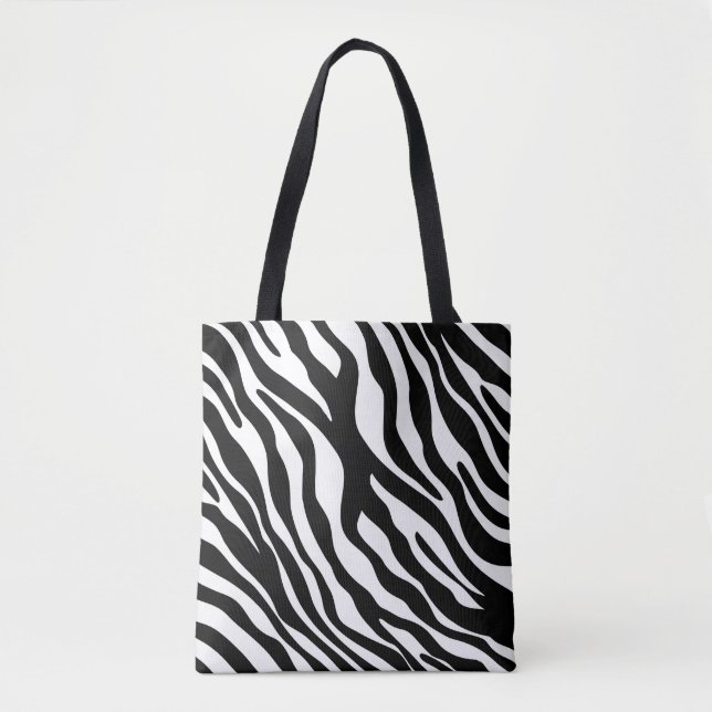 Zebra stripes pattern black & white + your ideas tote bag (Front)